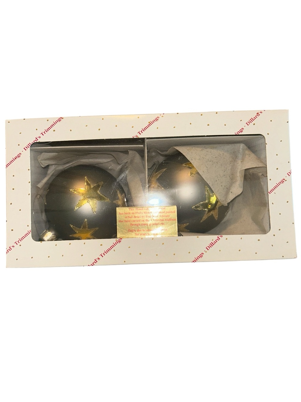 Dillards Trimmings Gold Silver Star Holiday Glass Ornaments - Set of 2